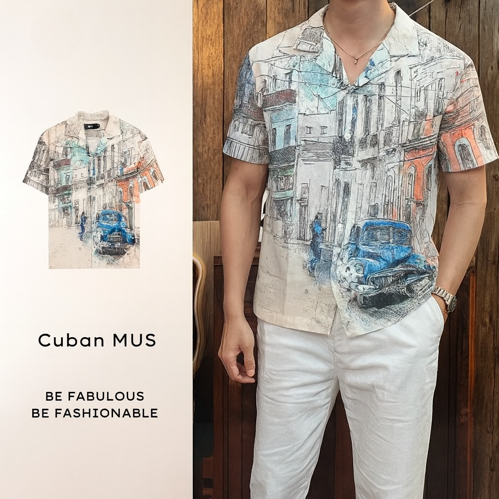 Mus Cuban Men's Shirt Soft, cool, anti-wrinkle silk